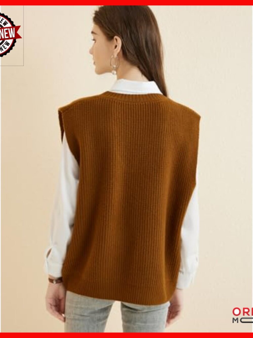 Women's Merino Wool V-Neck Sweater Vest Sleeveless Knit Casual - Picture 6 of 6